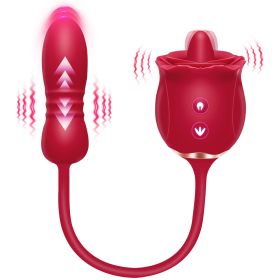 Licking Vibrator Tongue Toy for Women, 9 Thrusting Modes Rose Vibrator Dual Stimulator Clitoral and G Spot Pleasure
