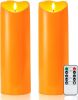 Homemory 4"x12" Halloween Orange Flameless Candles, Fall Candles, Outdoor Waterproof Flameless Candles with Remote and Timers