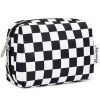 Small Checkered Makeup Bag for Purse Cosmetic Bag Travel Makeup Pouch Zipper Pouch Cute Make up Bags with Compartments for Women Girls