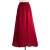 Pleated Silk Chic Long Skirt With Elastic Waist