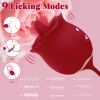 Licking Vibrator Tongue Toy for Women, 9 Thrusting Modes Rose Vibrator Dual Stimulator Clitoral and G Spot Pleasure