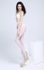 Blancho SE-2069-WHITE Sexy Stripe Open Crotch Stockings - White - Medium