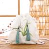 White Chinese Style Hanfu Bag Crossbody Bag Orchid Embroidery Shoulder Bag Tassel Cell Phone Drawstring Bucket Bag