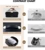 Makeup Bag for Women Travel Waterproof Vegan Leather Cosmetic Bag Open Flat Toiletry Bag With Clear Divider and Handle (Large Black)