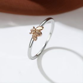 18K Gold Plated Bee Ring Golden Delicate Engagement Animal Ring Vintage Wedding Jewelry Bridesmaid Gifts For Her (size: 10)