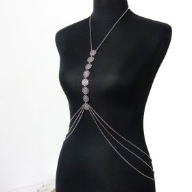 Bohemian Coin Body Chain Sexy Back Necklace Jewelry Beach Body Accessories For Women Layered Harness Bikini Chain (Color: Sliver Color)