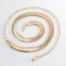 Fashion Simple Chain Belt Women Lady High Waist Gold Belts Waistband for Party Jewelry Dress Metal Chain Belt (Color: Thin)