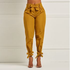 Skinny Pencil Pants For Women High Waist Drawstring Solid Women's Pant 2021 Summer Autumn Fashion New Casual Trousers Female (Color: Ginger, size: XL)