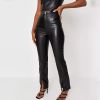 Brown PU Leather Pants For Women High Waist Solid Pocket Leg Split Women's Pants 2021 Autumn Winter Fashion Sexy Trousers Female
