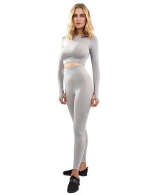 Fratessa Seamless Leggings & Sports Top Set - Grey (size: medium)
