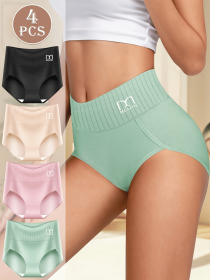 Hot Selling Women's Panties Set Full Briefs 4 Colors Cotton Women Breathable Knickers for 4 Pack (Color: 4 pcs multi color, size: M)
